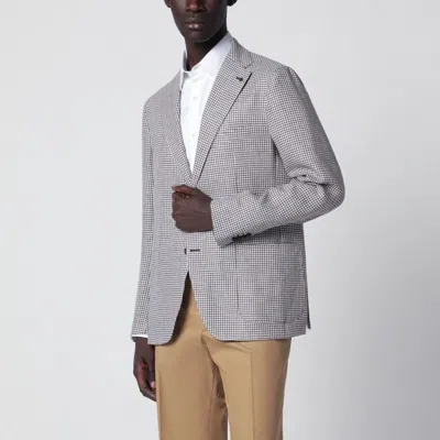 TAGLIATORE TAGLIATORE SINGLEBREASTED JACKET WITH BROWN PATTERN