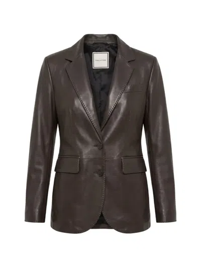 Tagliatore Single-breasted Leather Blazer In Multi