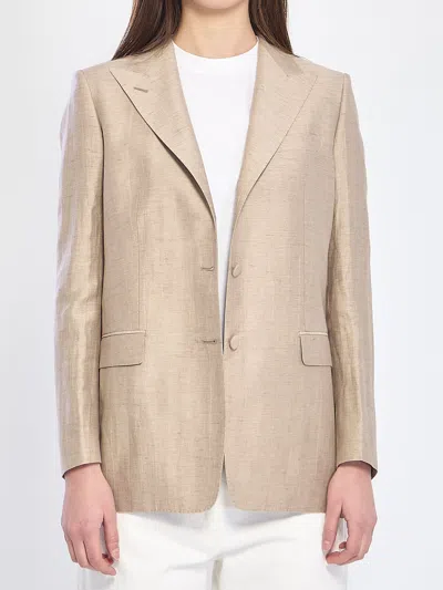 Tagliatore Single-breasted Linen Blend Jacket