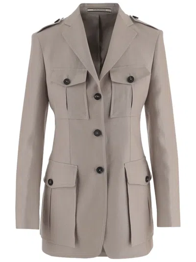 Tagliatore Single-breasted Linen Jacket In Gray