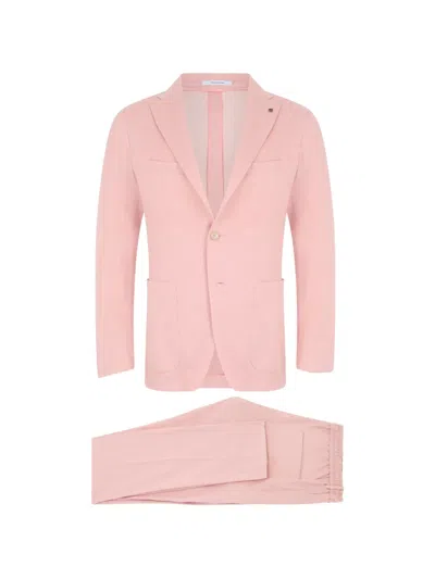Tagliatore Single-breasted Patch-pocket Suit In Pink