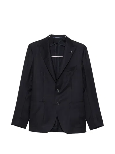 Tagliatore Single-breasted Peak-lapel Blazer In Blue