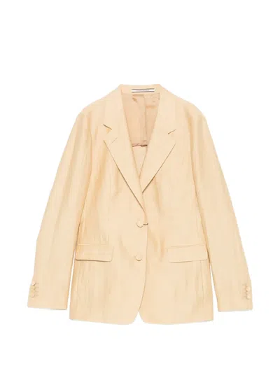 Tagliatore Single-breasted Slub-texture Blazer In Brown