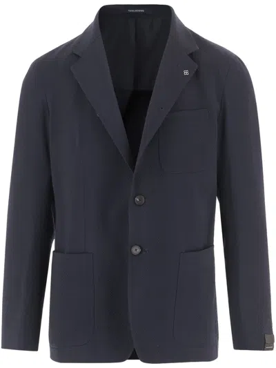Tagliatore Single-breasted Stretch Wool Jacket In Black