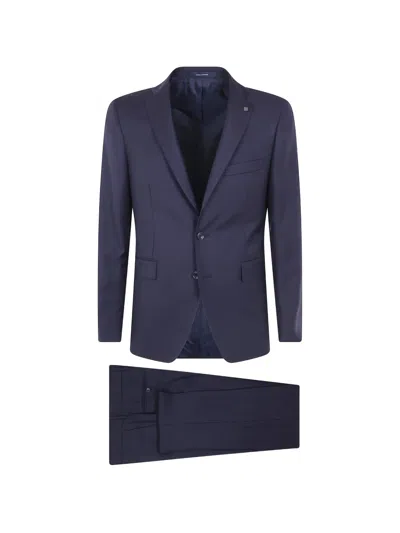 Tagliatore Single Breasted Suit Notch Lapel Pockets In Blue