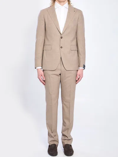 Tagliatore Single-breasted Suit In Virgin Wool And Silk In Brown