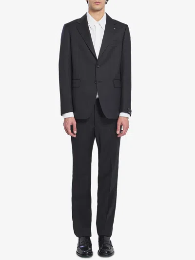 Tagliatore Singlebreasted Suit In Virgin Wool In Black