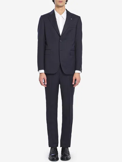 Tagliatore Singlebreasted Suit In Virgin Wool In Blue