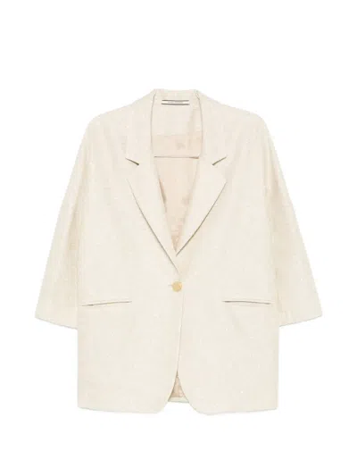 Tagliatore Single-breasted Three-quarter-sleeve Jacket In White