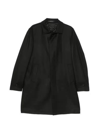Tagliatore Single-breasted Twill-weave Coat In Black