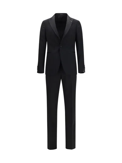 Tagliatore Single-breasted Virgin Wool Pant Suit In Black