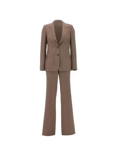 Tagliatore Single-breasted Virgin Wool Suit In 브라운