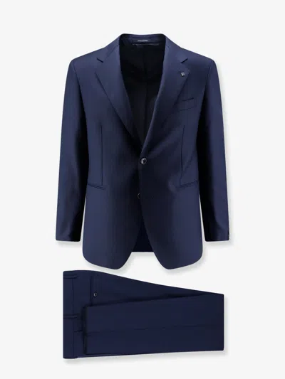 Tagliatore Single-breasted Virgin Wool Suit In Blue