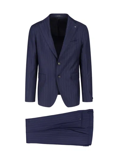 Tagliatore Pinstripe Suit Notch Lapel Back Vent In Blue