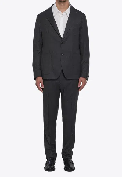 Tagliatore Single-breasted Wool And Silk Suit In Animal Print