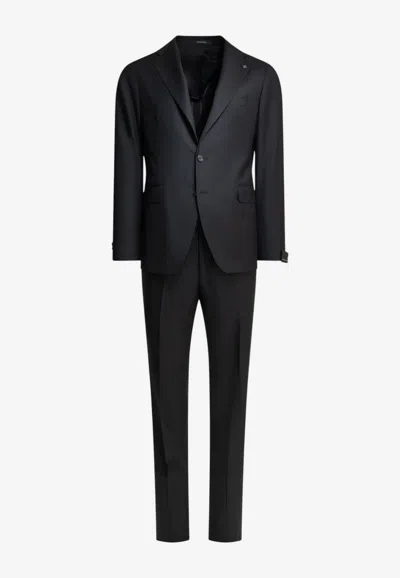 Tagliatore Single-breasted Wool Suit In Blue