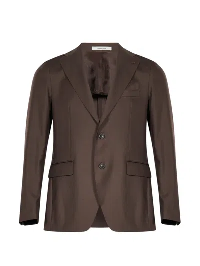 Tagliatore Single-breasted Wool Suit In Brown