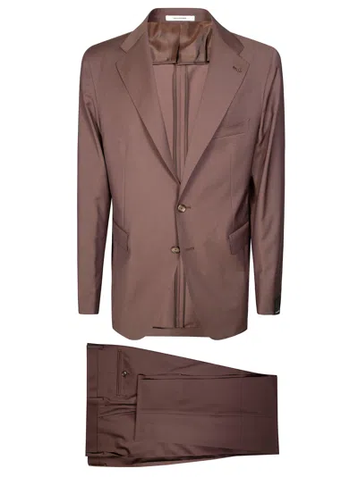 Tagliatore Single-breasted Wool Suit For Men In Brown