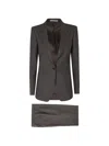 Tagliatore Dark Brown Single-breasted Padded Shoulders Wool-blend Suit In Gray