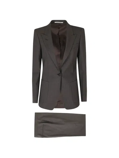 Tagliatore Single-breasted Wool Suit In Gray