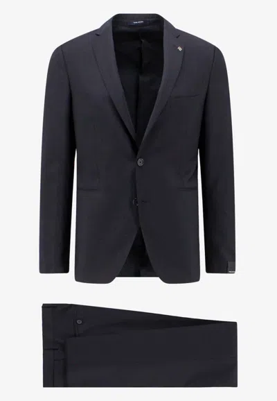 Tagliatore Single-breasted Wool Suit With Removable Iconic Pin In Black