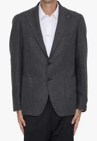 Tagliatore Single-breasted Wool-blend Blazer In Gray