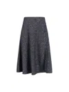 Tagliatore Flared Grey Skirt With Textured Fabric And Sequined Detail In Gray