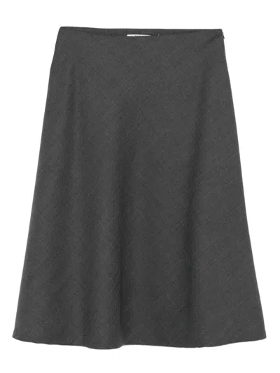 TAGLIATORE TAGLIATORE A-LINE MIDI SKIRT IN GREY WOOL