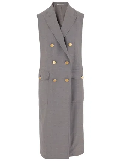 TAGLIATORE SLEEVELESS DOUBLE-BREASTED COAT