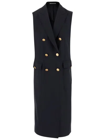 TAGLIATORE SLEEVELESS DOUBLE-BREASTED COAT