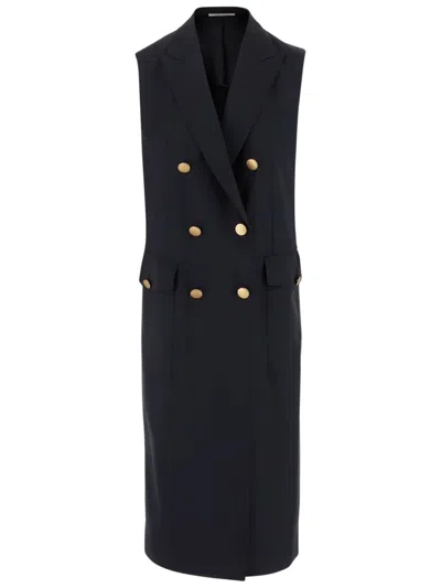 Tagliatore Buttoned Double-breasted Sleeveless Coat In Black