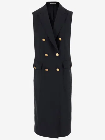 TAGLIATORE SLEEVELESS DOUBLE-BREASTED COAT