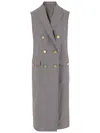 Tagliatore Grey Sleeveless Double-breasted Coat In Grey