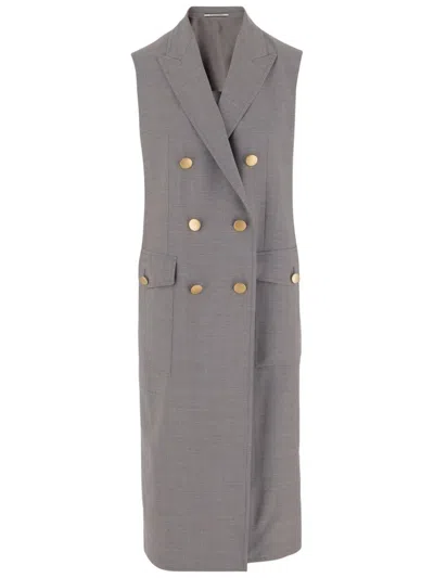 Tagliatore Sleeveless Double-breasted Coat In Grey