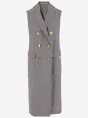 Tagliatore Grey Sleeveless Double-breasted Coat In Grey