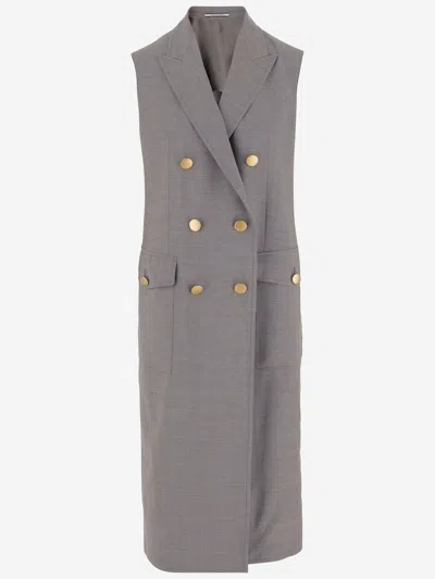 TAGLIATORE SLEEVELESS DOUBLE-BREASTED COAT