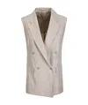 Tagliatore Grey Solid Sleeveless Jacket In Neutral