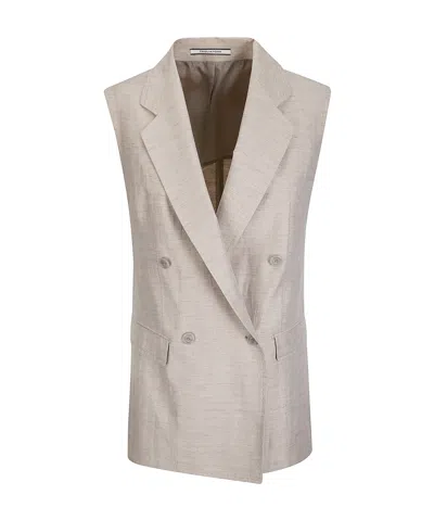 Tagliatore Sleeveless Vest In Neutral