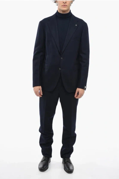 Tagliatore Slim Fit Virgin Wool Suit With Notch Lapel In Black