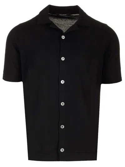 Tagliatore Slub Jersey Shirt In Black