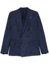 Tagliatore Slub-texture Blazer In Blue