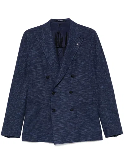 Tagliatore Slub-texture Blazer In Blue