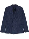 Tagliatore Slub-texture Blazer In Blue