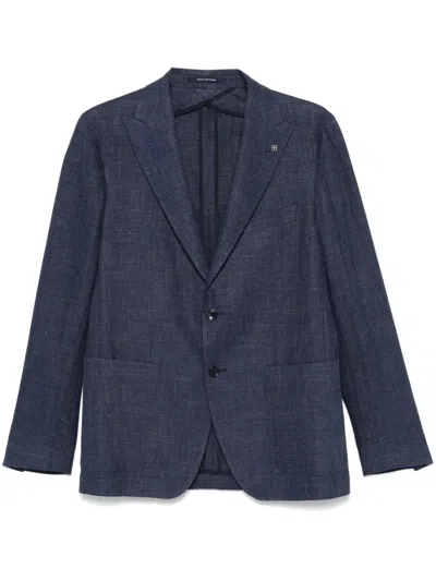 Tagliatore Slub-texture Blazer In Blue