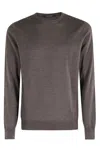 Tagliatore Smooth Knit Crew Neck Sweater In Chestnut In Brown