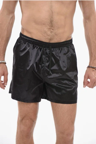 Tagliatore Solid Color Swim Shorts With 3 Pockets In Black