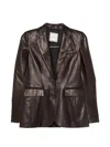 Tagliatore Josie Double Breasted Black Leather Jacket Coats Brown In Brown