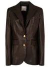 Tagliatore Leather Jacket With Notch Lapel And Back Vent In Brown