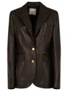 Tagliatore Leather Jacket With Notch Lapel And Back Vent In Brown
