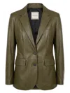 Tagliatore Leather Blazer In Green